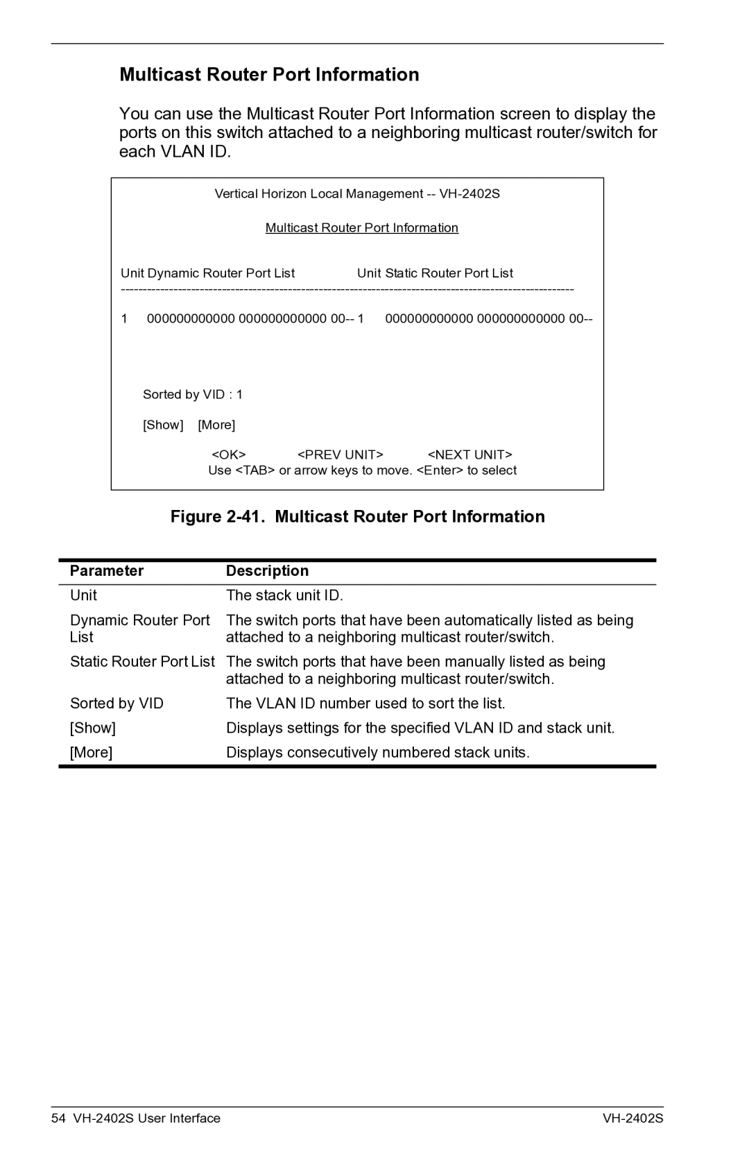 Enterasys Networks VH-2402S manual Multicast Router Port Information 