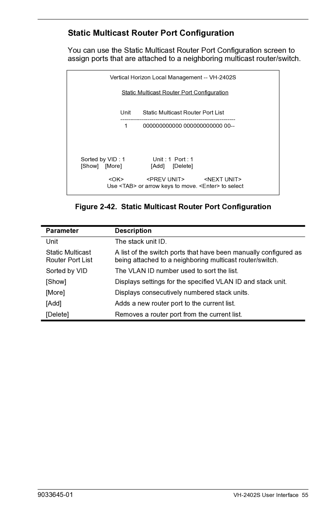 Enterasys Networks VH-2402S manual Static Multicast Router Port Configuration 