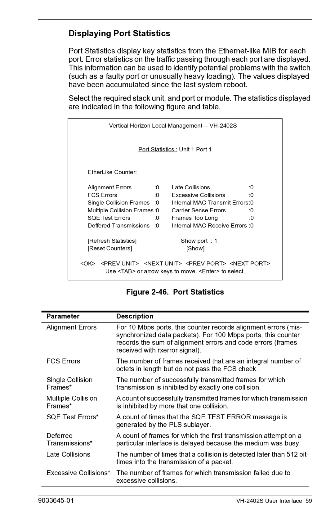 Enterasys Networks VH-2402S manual Displaying Port Statistics 