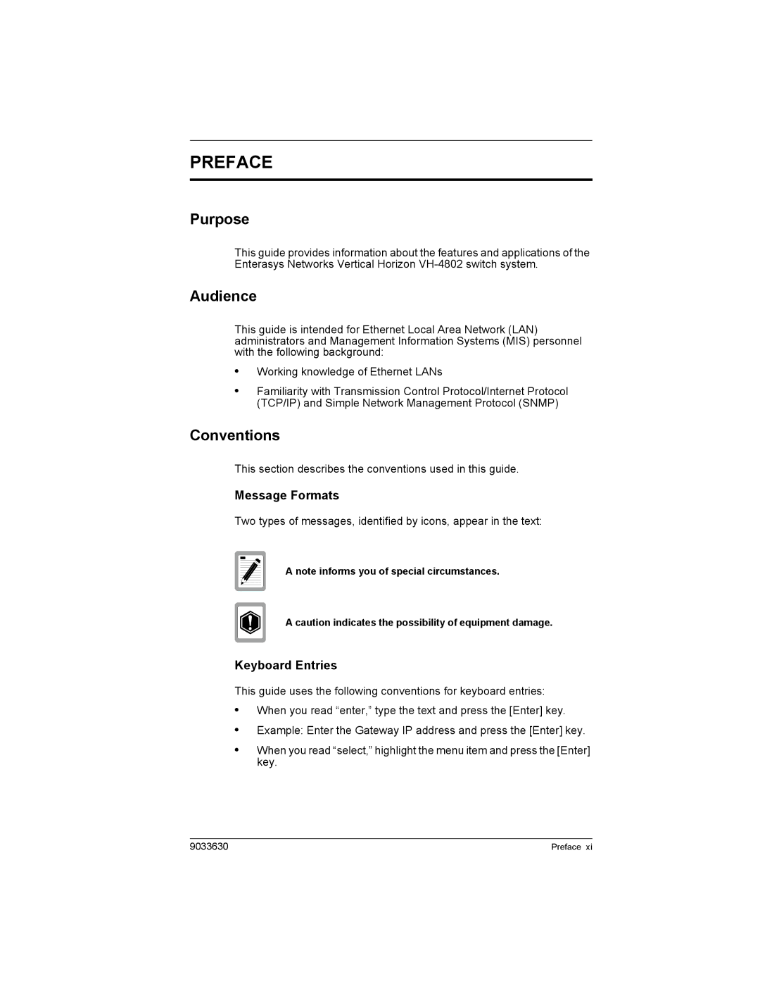 Enterasys Networks VH-4802 manual Preface, Purpose, Audience, Conventions 