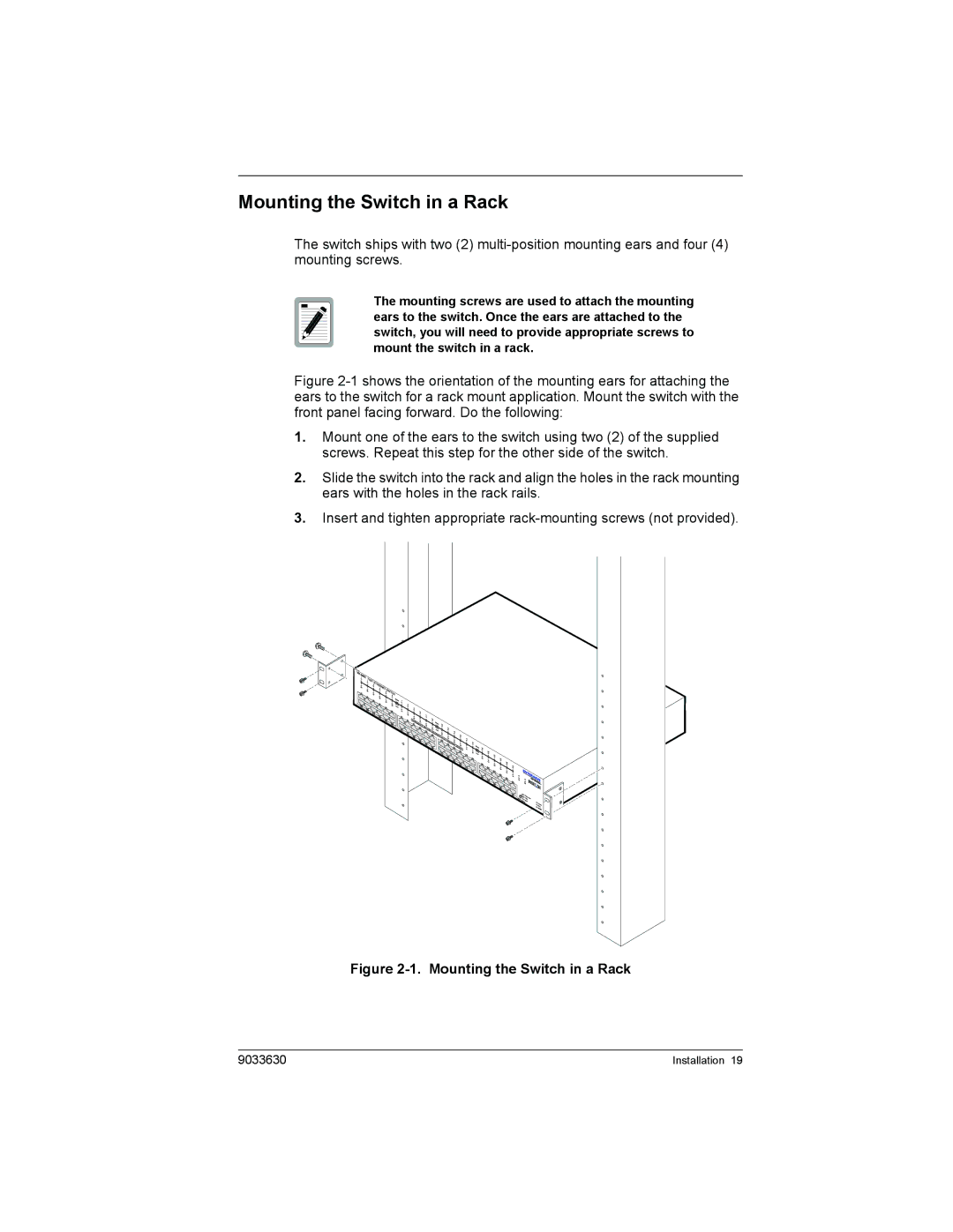 Enterasys Networks VH-4802 manual Mounting the Switch in a Rack 