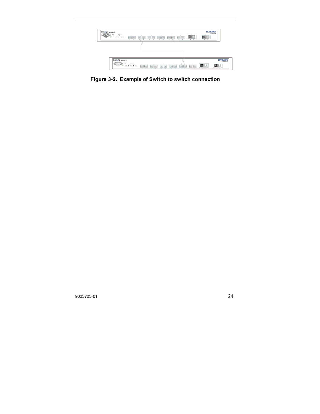 Enterasys Networks VH-8G-L3 manual Example of Switch to switch connection 