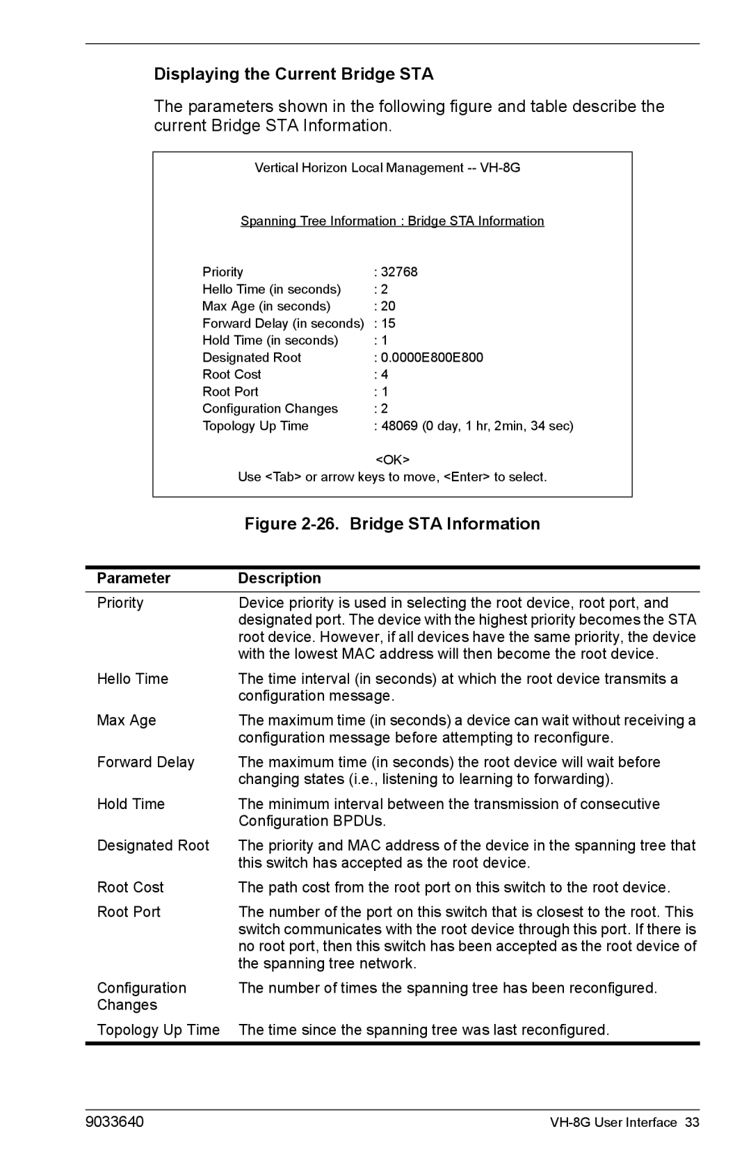 Enterasys Networks VH-8G manual Displaying the Current Bridge STA, Bridge STA Information 