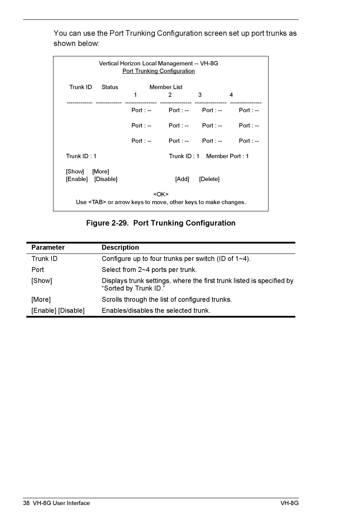 Enterasys Networks VH-8G manual Port Trunking Configuration 