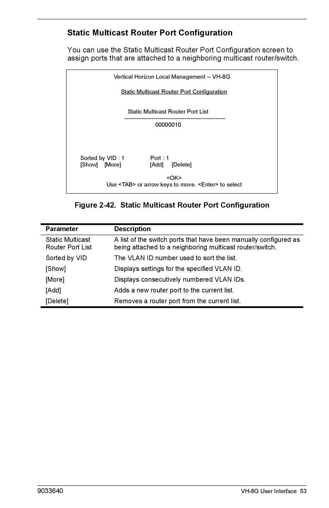 Enterasys Networks VH-8G manual Static Multicast Router Port Configuration 