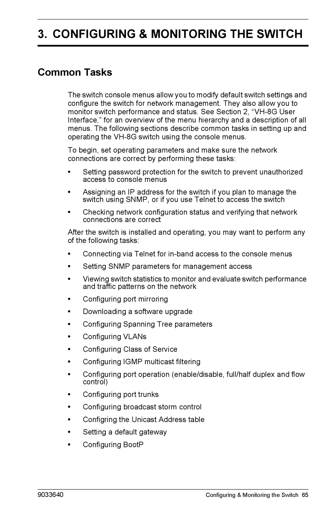 Enterasys Networks VH-8G manual Configuring & Monitoring the Switch, Common Tasks 