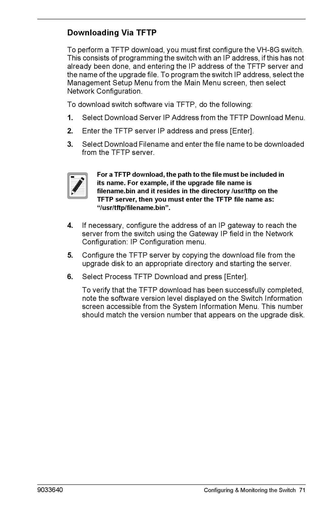 Enterasys Networks VH-8G manual Downloading Via Tftp 