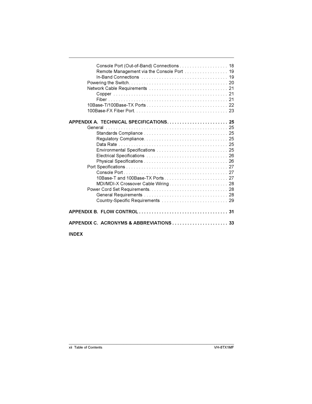 Enterasys Networks VH-8TX1MF, VH-8TX1UM manual Index 