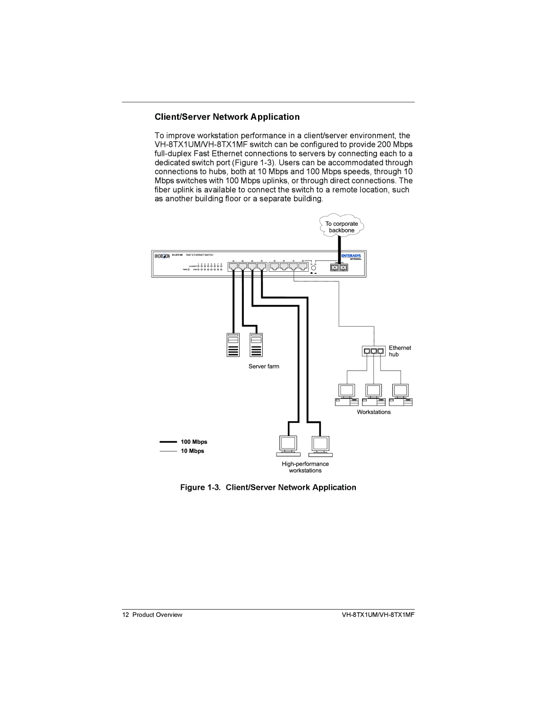 Enterasys Networks VH-8TX1MF, VH-8TX1UM manual Client/Server Network Application 