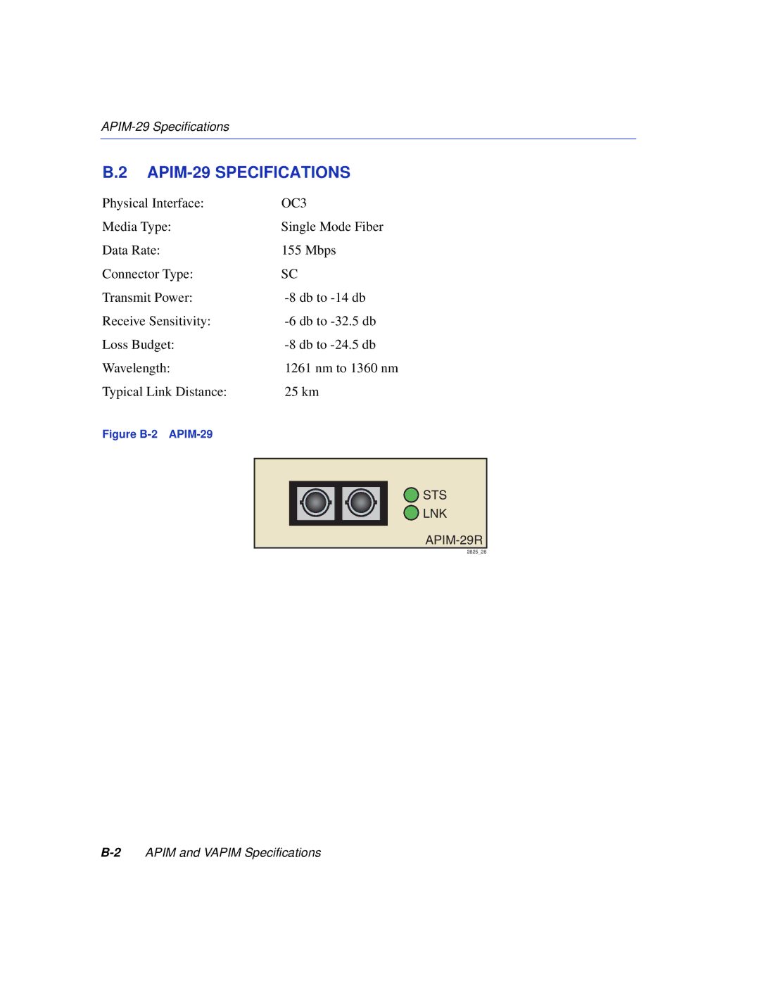 Enterasys Networks VHSIM2-A6DP manual APIM-29 Specifications, Figure B-2 APIM-29 