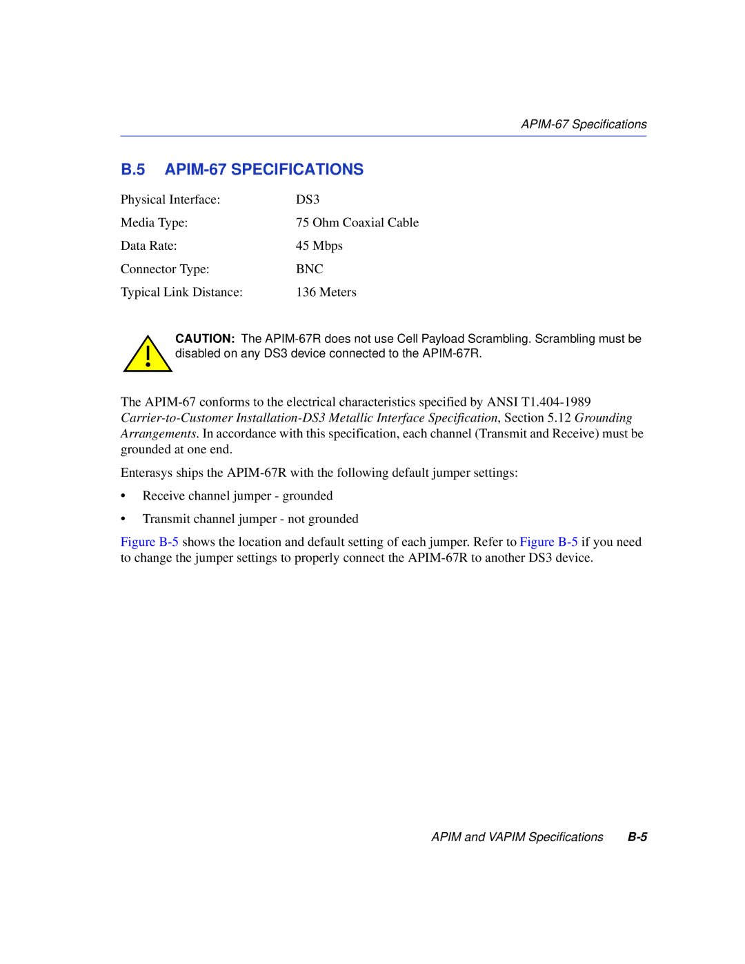 Enterasys Networks VHSIM2-A6DP manual APIM-67 Specifications, Bnc 