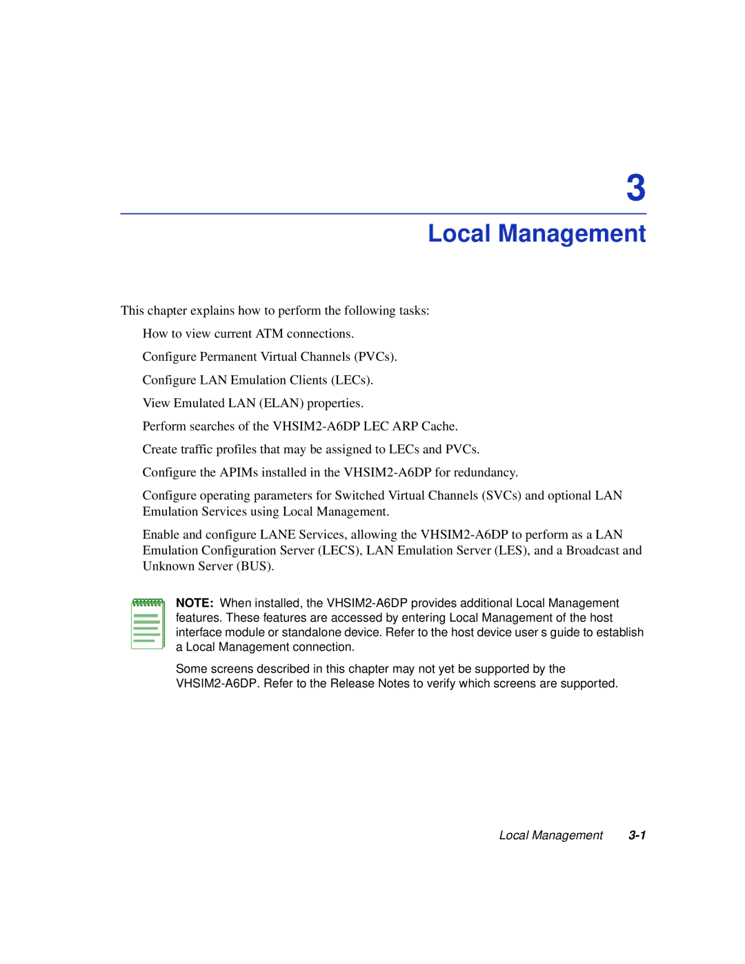 Enterasys Networks VHSIM2-A6DP manual Local Management 