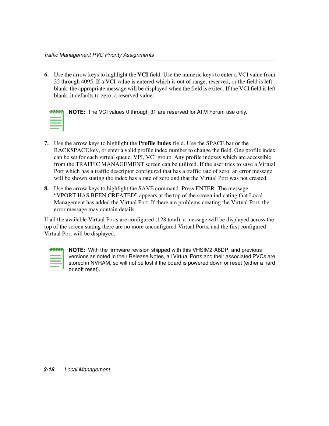 Enterasys Networks VHSIM2-A6DP manual 18Local Management 