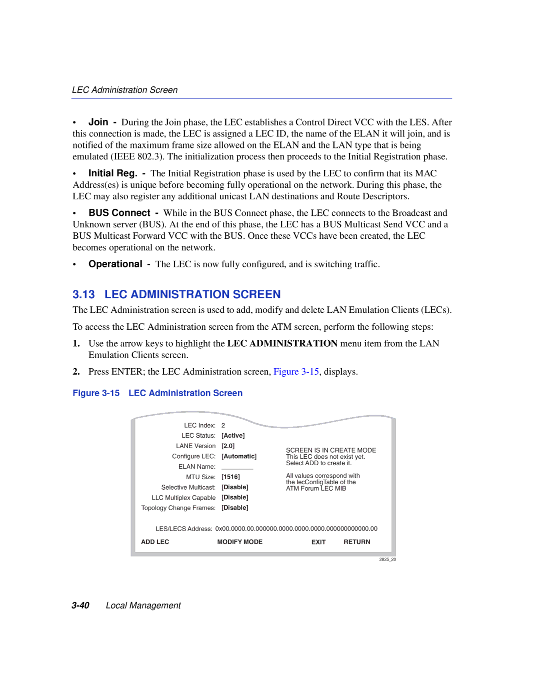 Enterasys Networks VHSIM2-A6DP manual LEC Administration Screen 