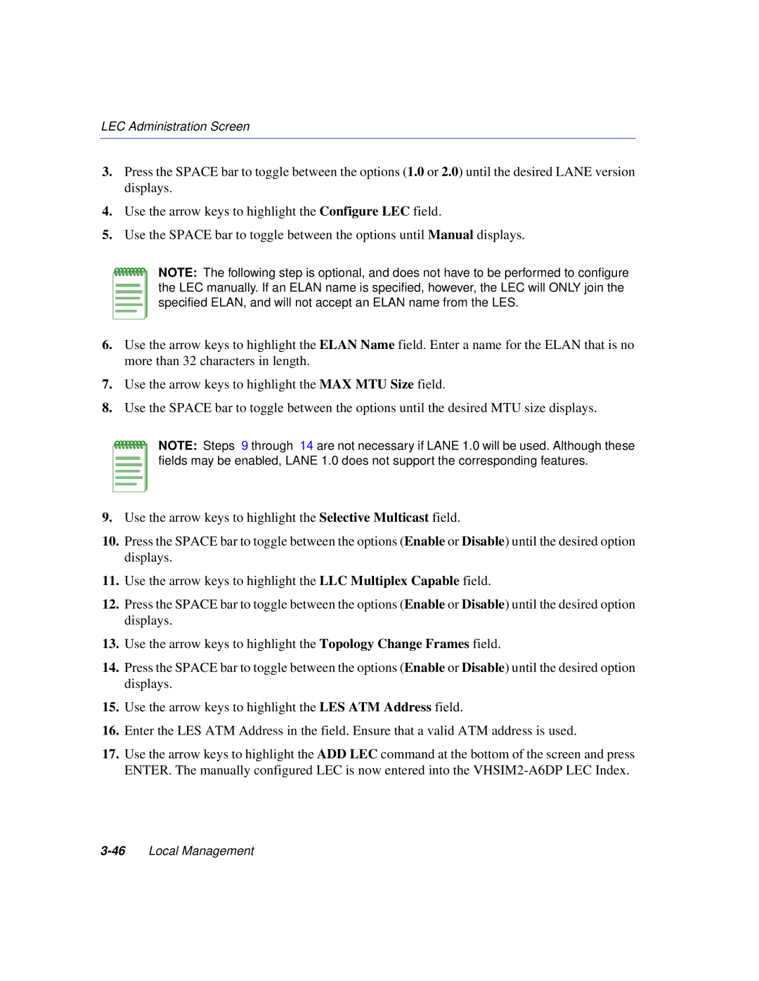 Enterasys Networks VHSIM2-A6DP manual 46Local Management 