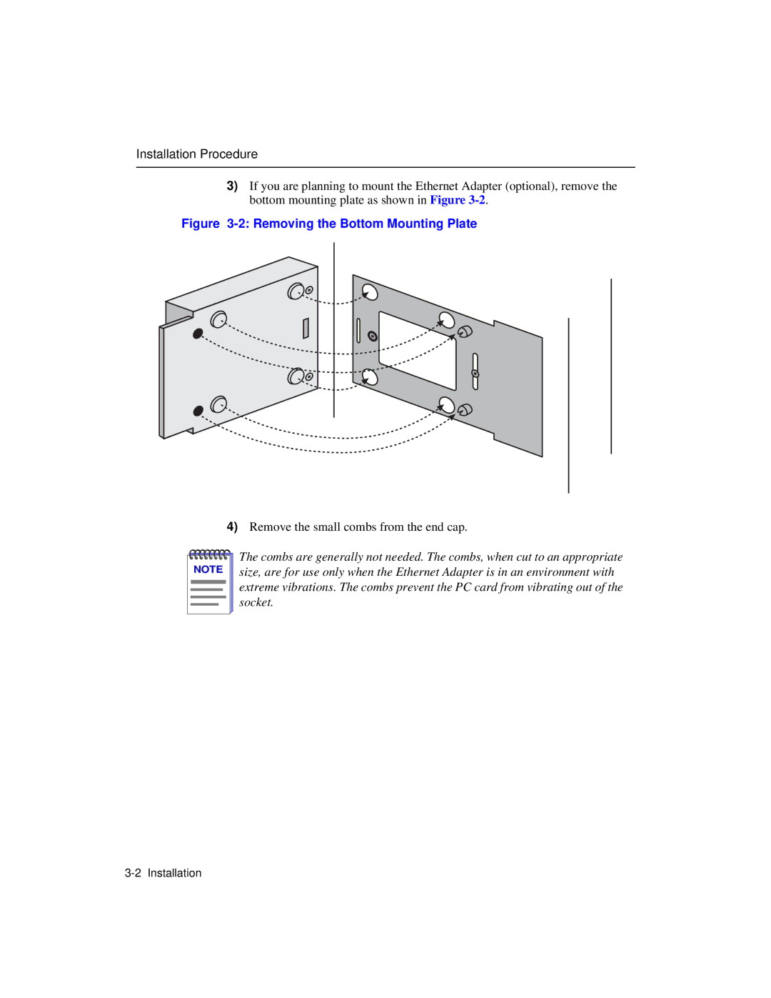 Enterasys Networks Wireless Ethernet Adapter I manual Removing the Bottom Mounting Plate 