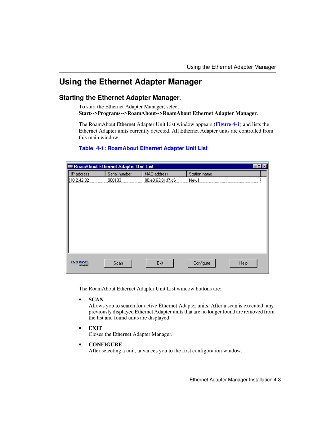 Enterasys Networks Wireless Ethernet Adapter I Using the Ethernet Adapter Manager, Starting the Ethernet Adapter Manager 