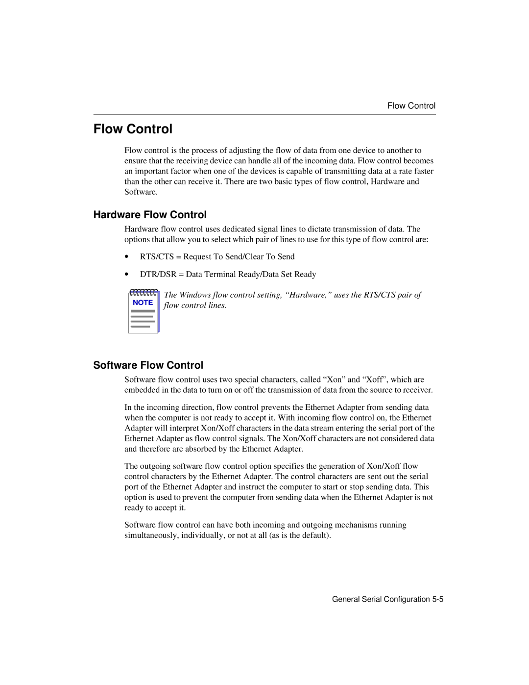 Enterasys Networks Wireless Ethernet Adapter I manual Hardware Flow Control, Software Flow Control 