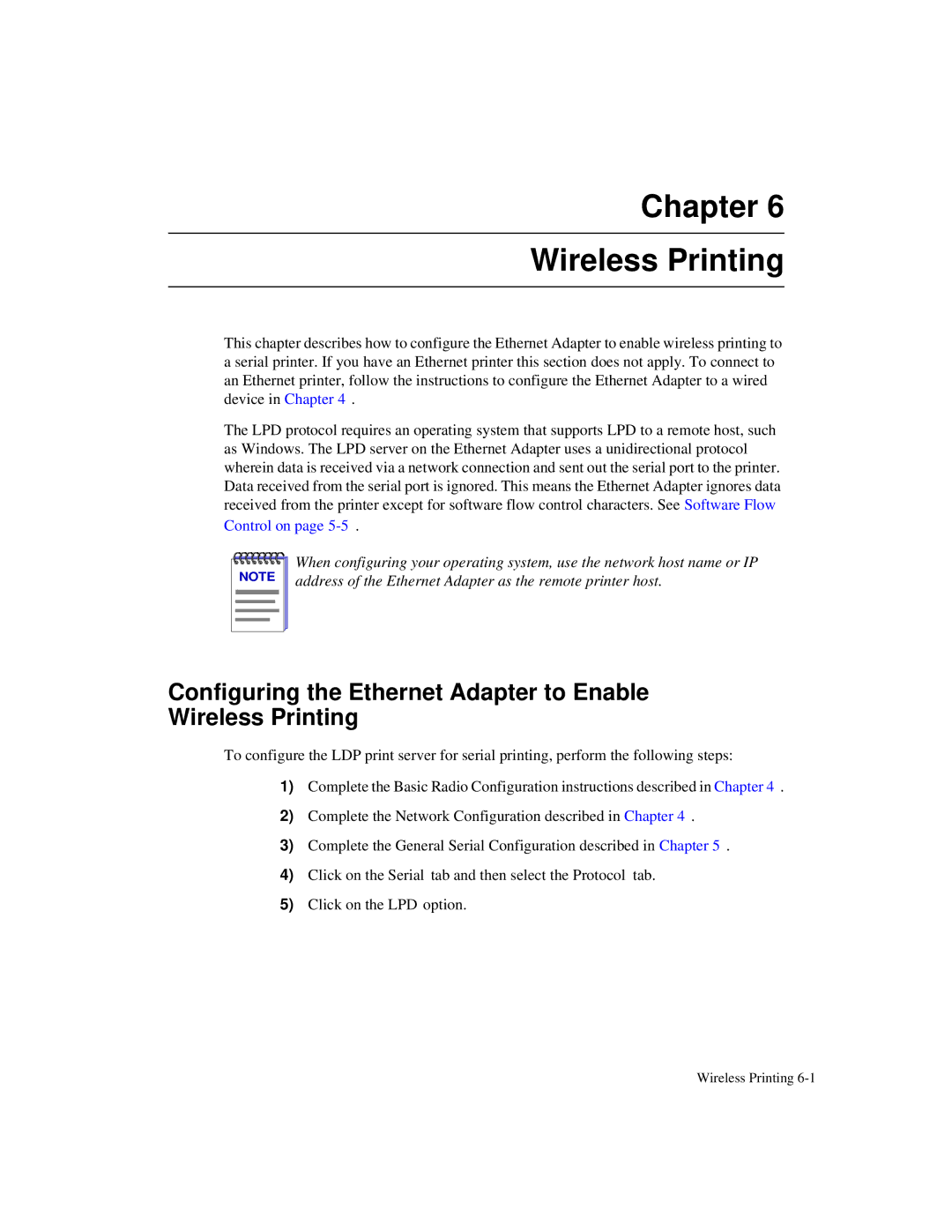 Enterasys Networks Wireless Ethernet Adapter I manual Chapter Wireless Printing 