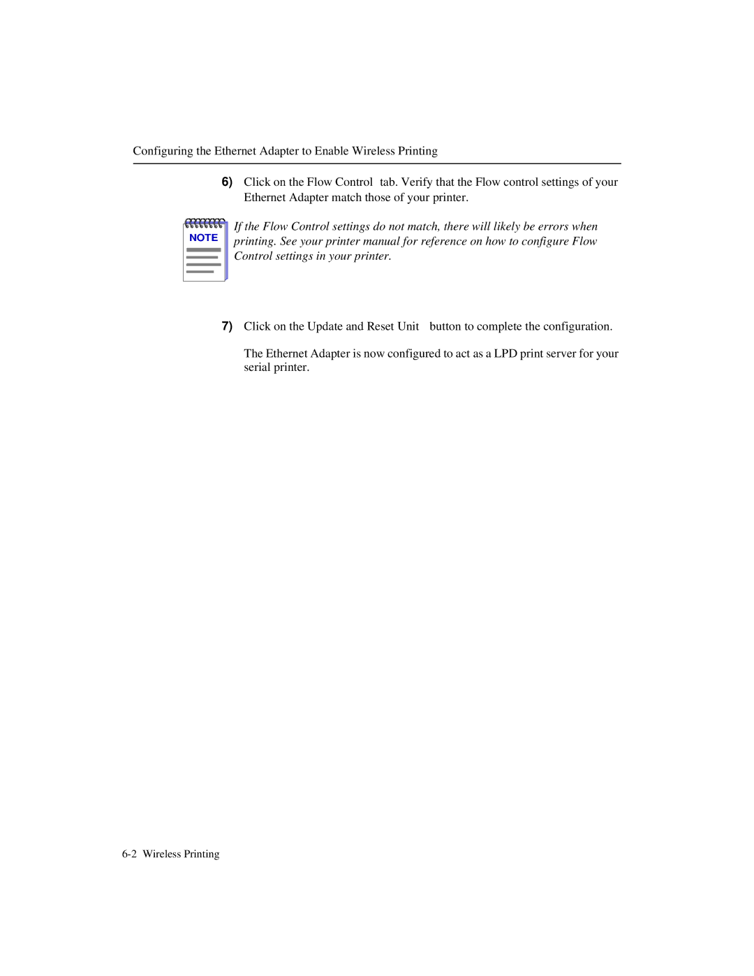 Enterasys Networks Wireless Ethernet Adapter I manual Configuring the Ethernet Adapter to Enable Wireless Printing 