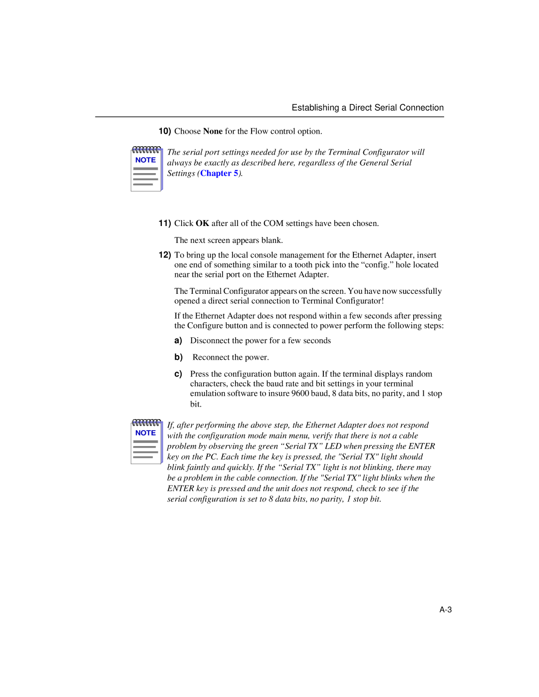 Enterasys Networks Wireless Ethernet Adapter I manual Choose None for the Flow control option 