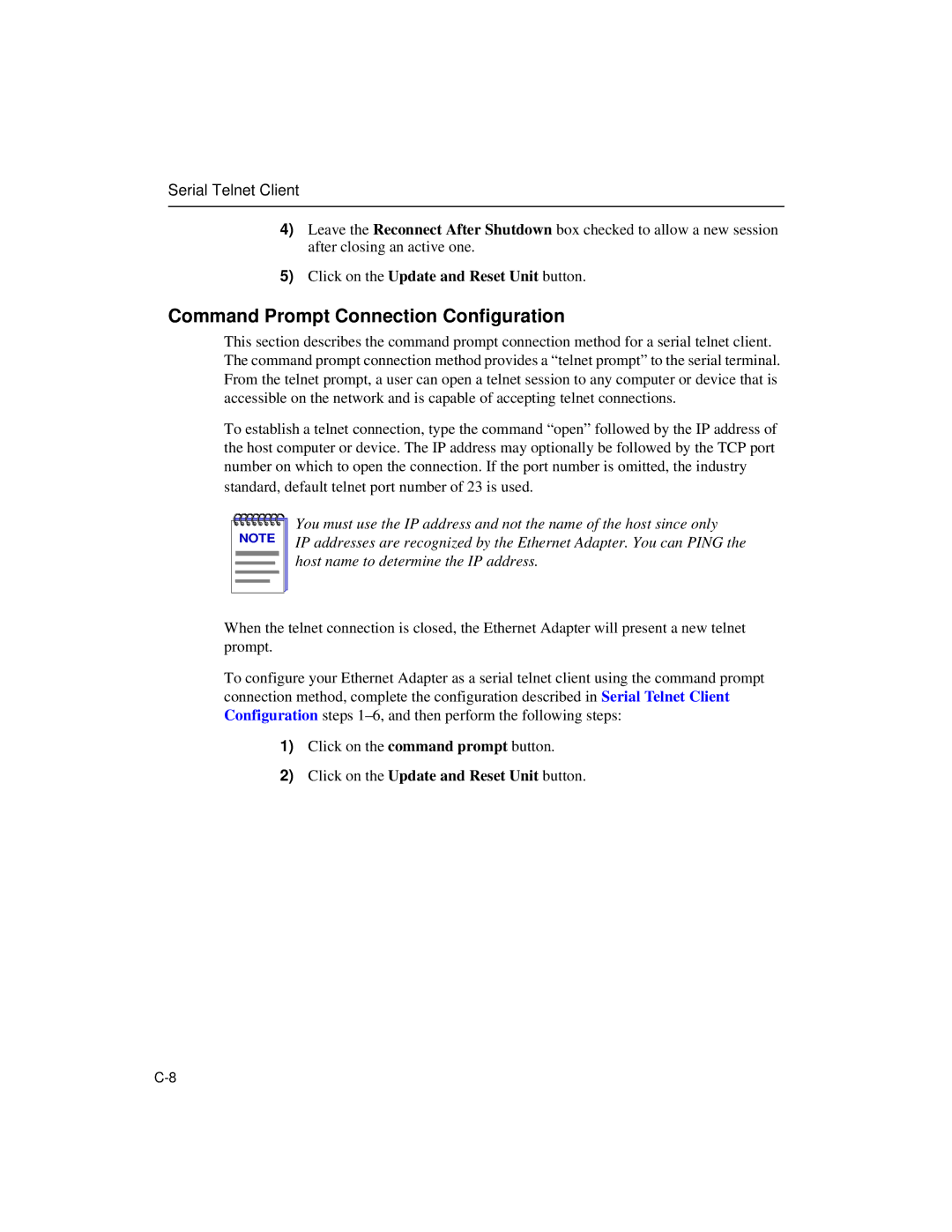 Enterasys Networks Wireless Ethernet Adapter I manual Command Prompt Connection Configuration 