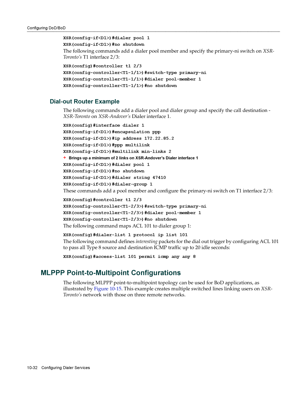 Enterasys Networks X-PeditionTM manual Mlppp Point-to-Multipoint Configurations, Dial-out Router Example 