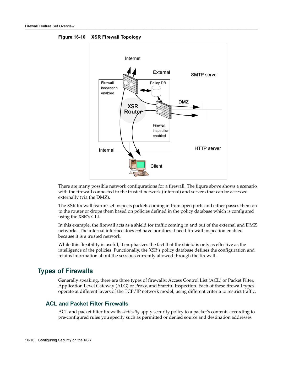 Enterasys Networks X-PeditionTM manual Types of Firewalls, ACL and Packet Filter Firewalls 