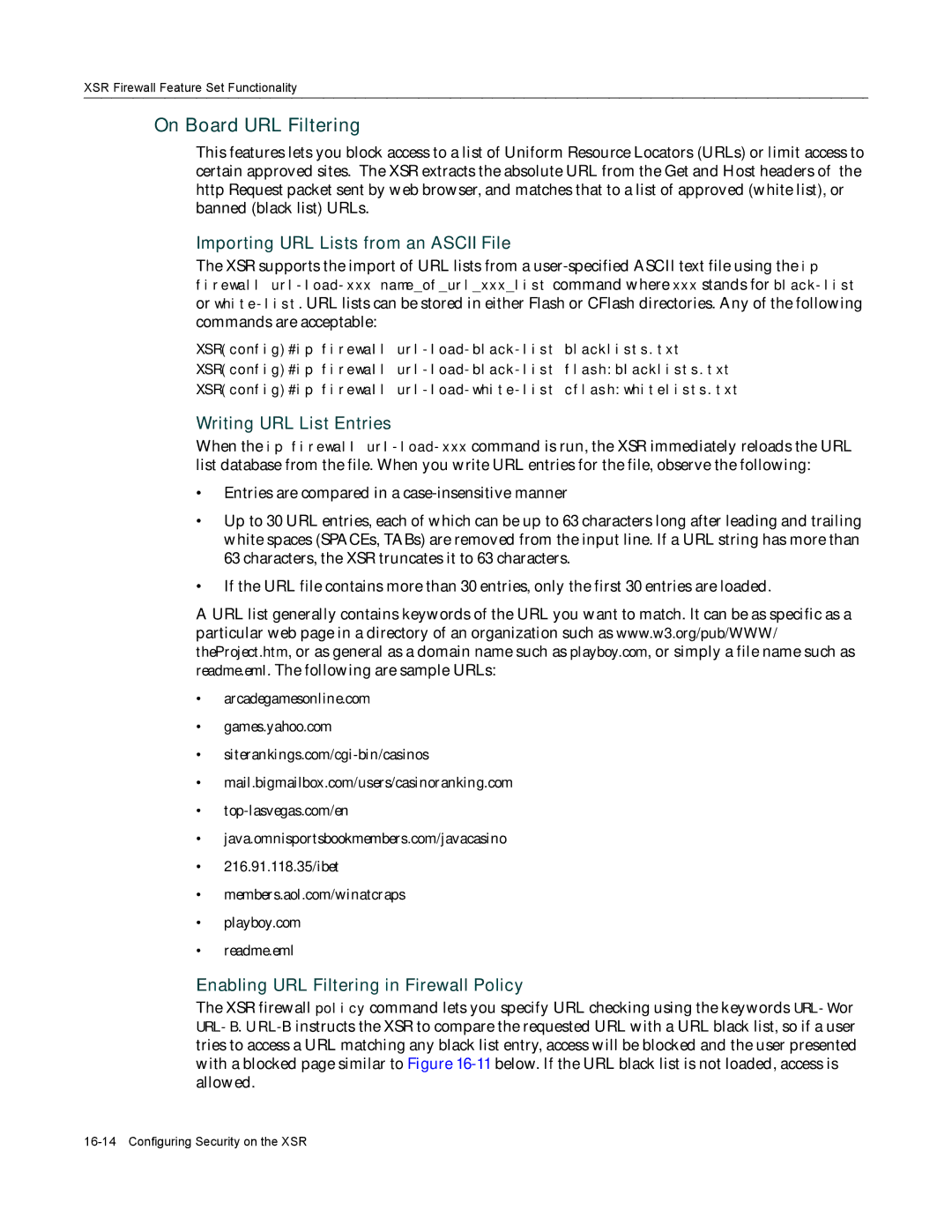 Enterasys Networks X-PeditionTM On Board URL Filtering, Importing URL Lists from an Ascii File, Writing URL List Entries 