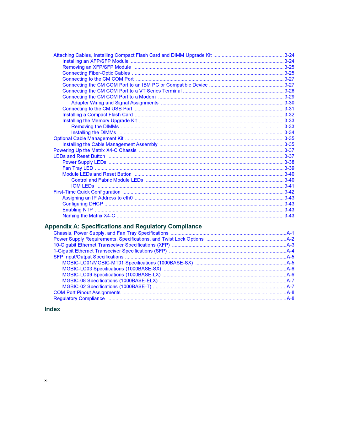 Enterasys Networks X009-U manual Appendix a Specifications and Regulatory Compliance, Index 