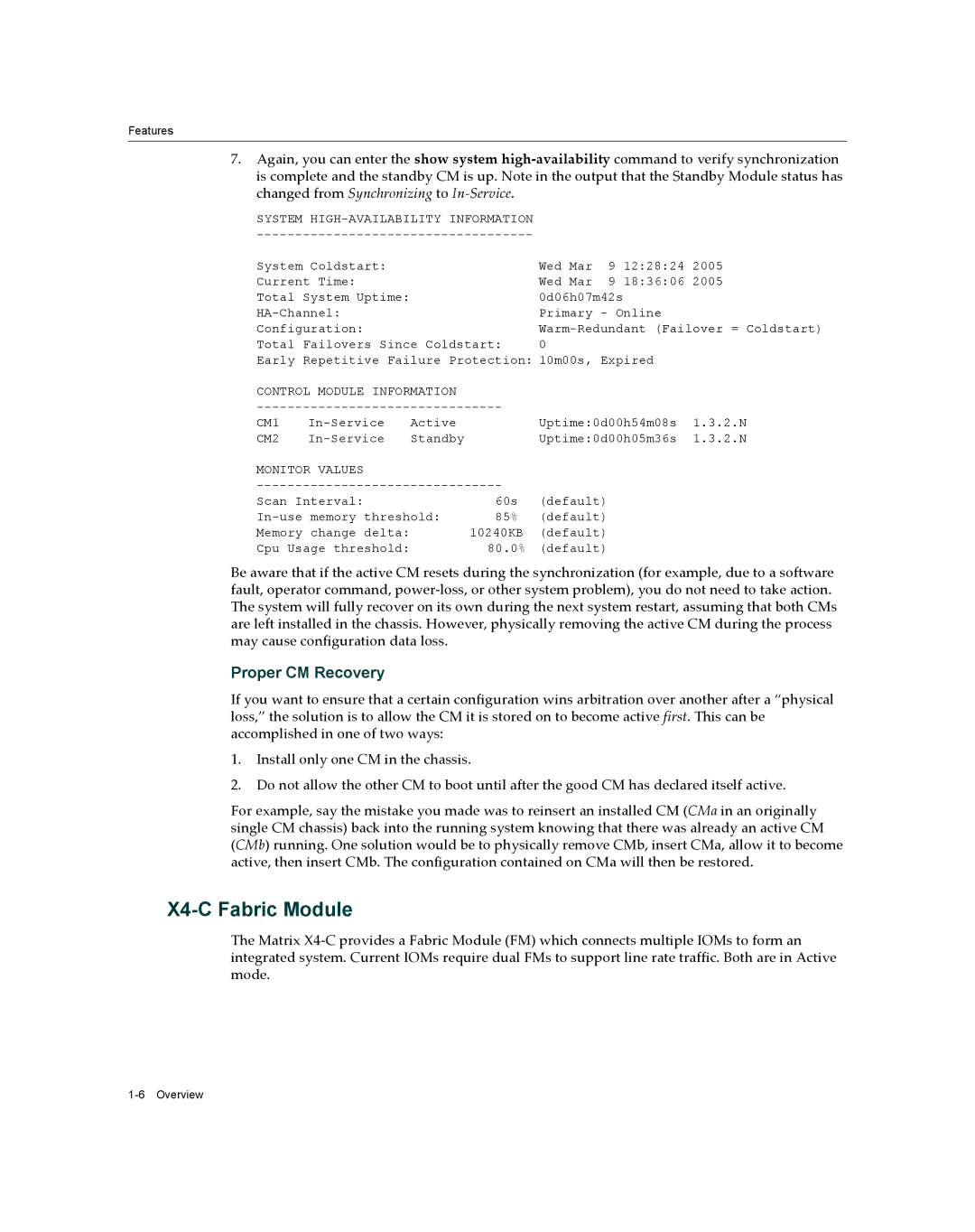 Enterasys Networks X009-U manual X4-C Fabric Module, Monitor Values 