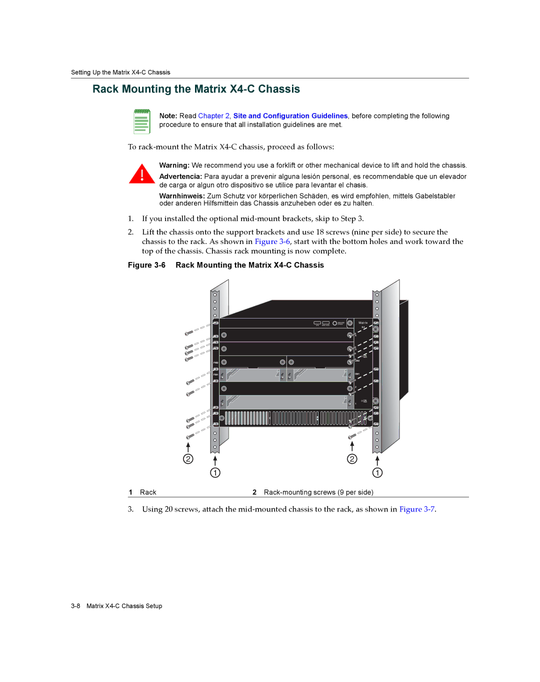 Enterasys Networks X009-U manual Rack Mounting the Matrix X4-C Chassis 