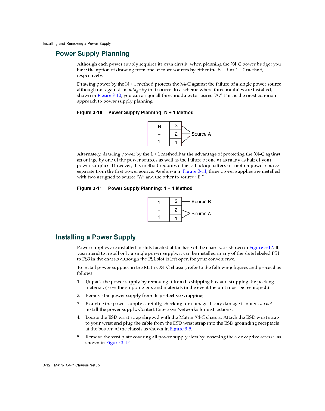 Enterasys Networks X009-U manual Power Supply Planning, Installing a Power Supply 