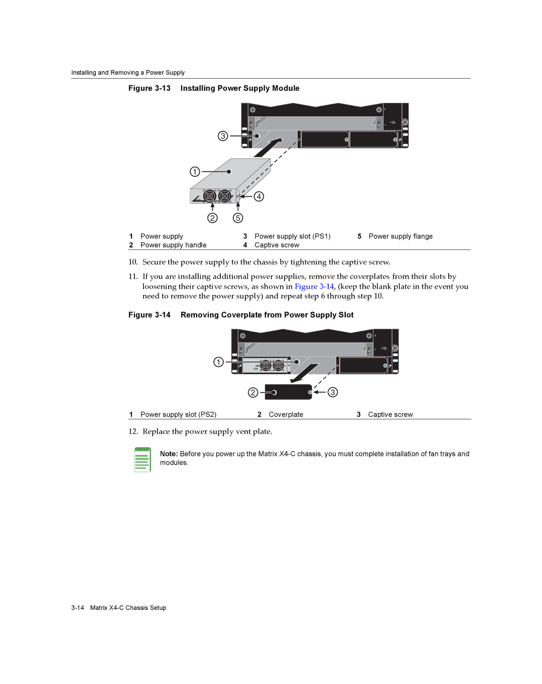 Enterasys Networks X009-U manual Installing Power Supply Module, Removing Coverplate from Power Supply Slot 