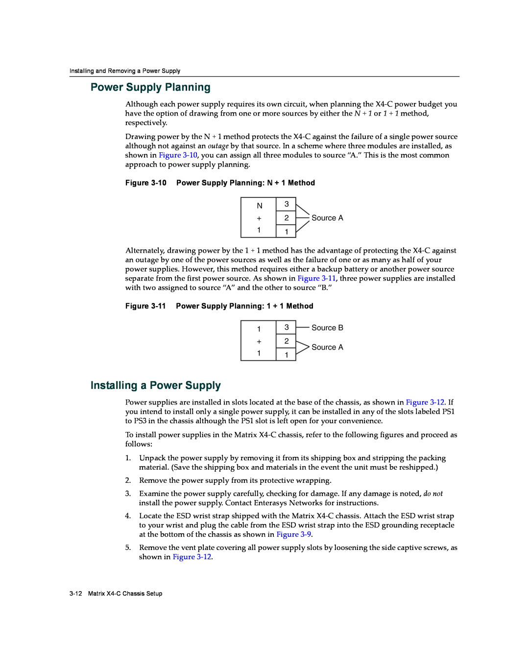 Enterasys Networks X009-U manual Installing a Power Supply, 10 Power Supply Planning N + 1 Method 