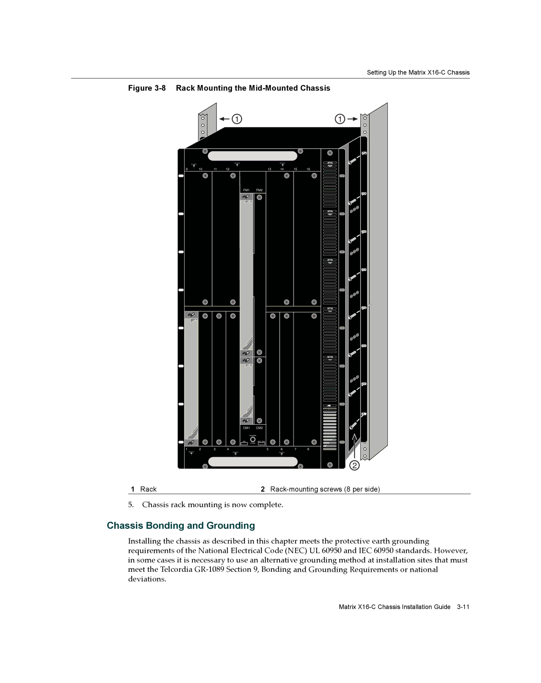 Enterasys Networks X16-C manual Chassis Bonding and Grounding, Rack Mounting the Mid-Mounted Chassis 