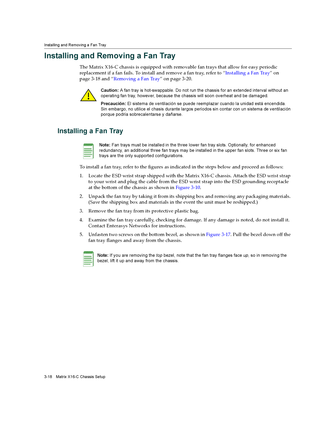 Enterasys Networks X16-C manual Installing and Removing a Fan Tray, Installing a Fan Tray 