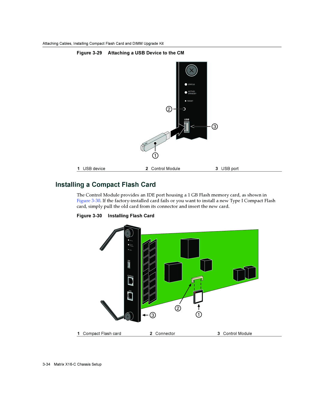 Enterasys Networks X16-C manual Installing a Compact Flash Card, USB device Control Module USB port 