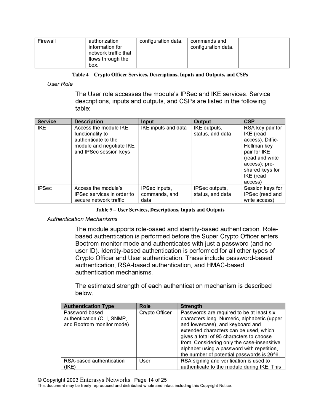 Enterasys Networks XSR-3250 Ike, Authenticate to the module during IKE. This, Copyright 2003 Enterasys Networks Page 14 