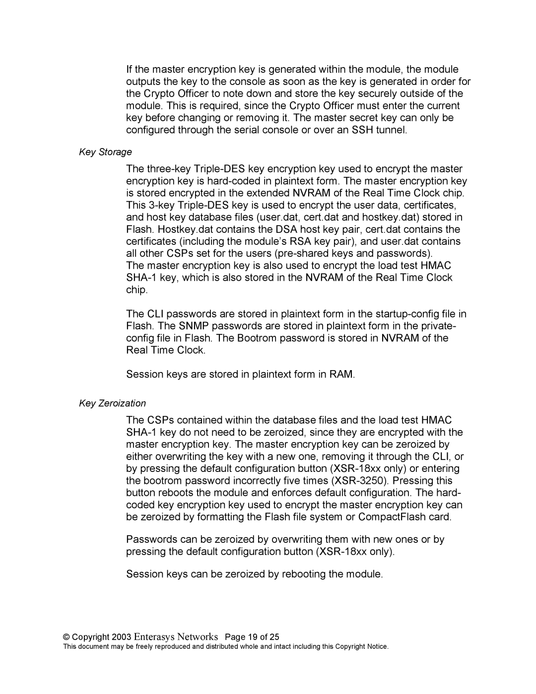 Enterasys Networks XSR-1850, XSR-1805, XSR-3250 manual Copyright 2003 Enterasys Networks Page 19 