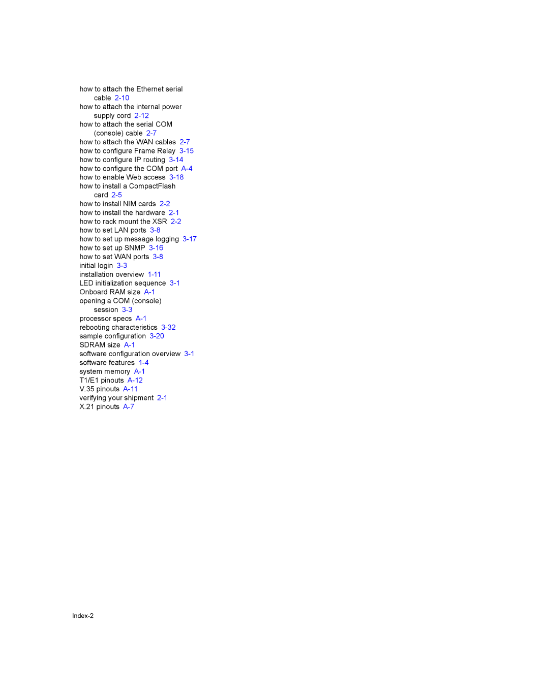 Enterasys Networks XSR-3020 manual Index-2 