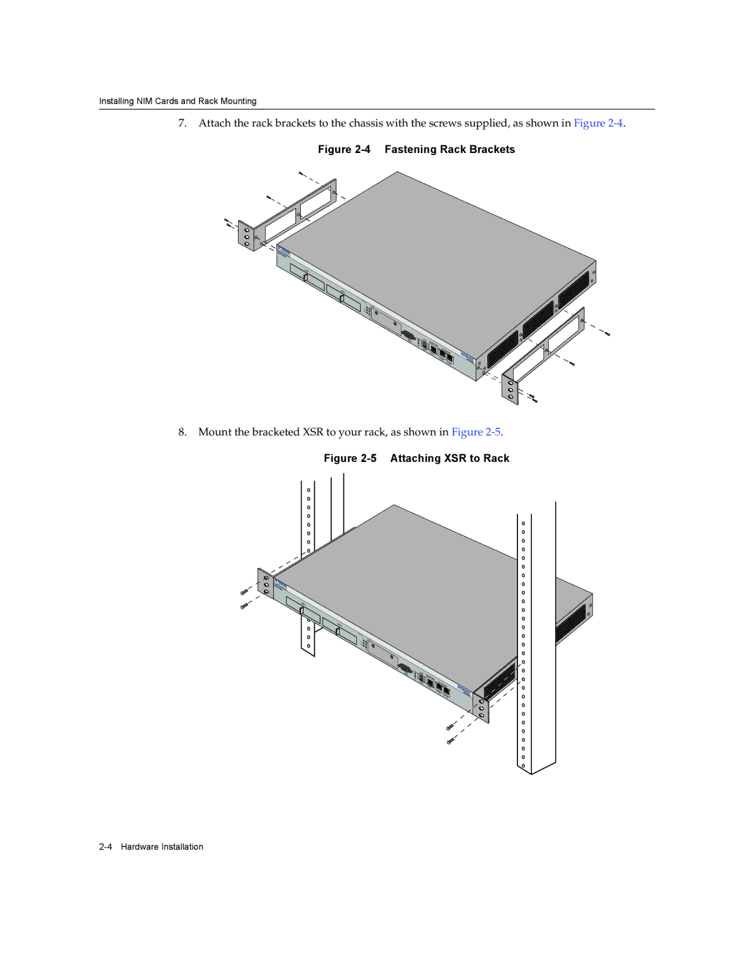 Enterasys Networks XSR-3020 manual Fastening Rack Brackets 