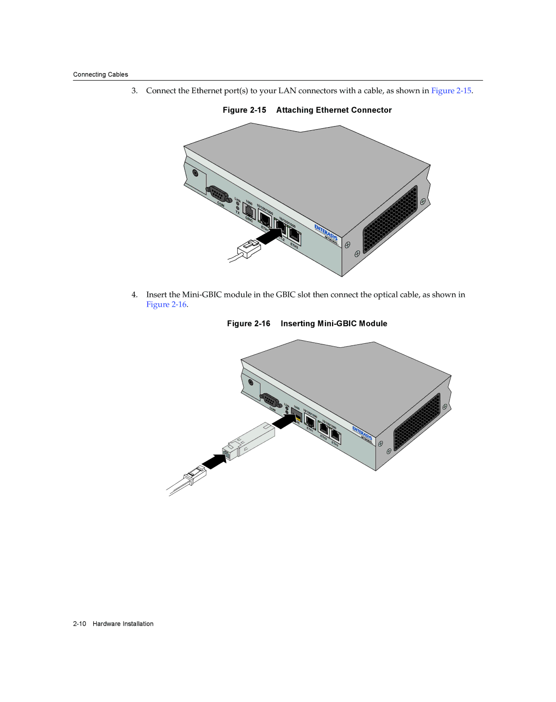 Enterasys Networks XSR-3020 manual Attaching Ethernet Connector 