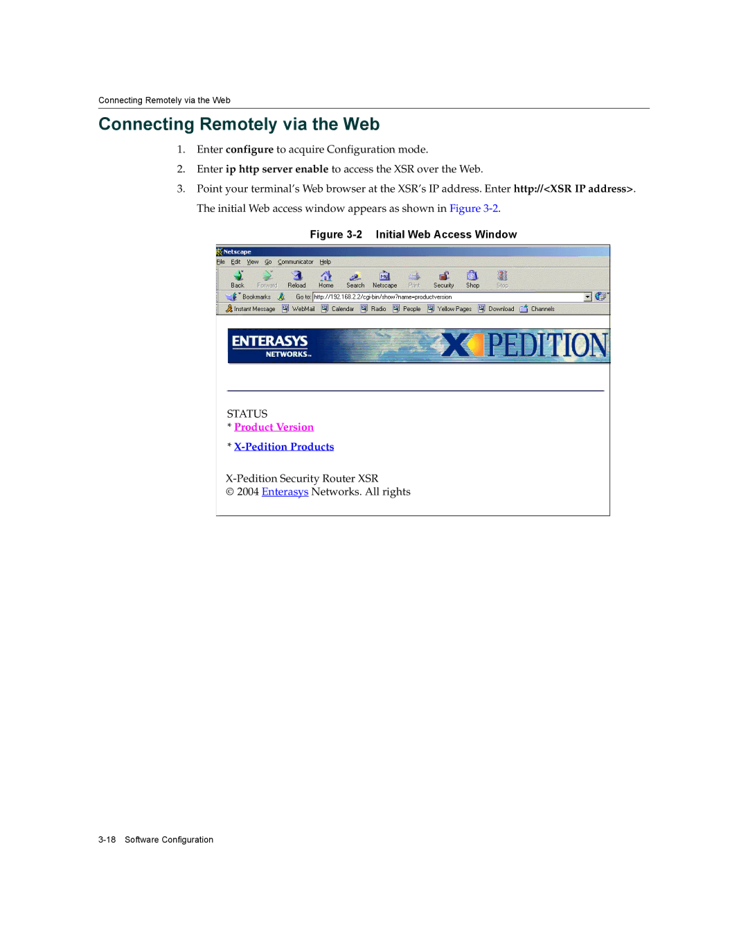 Enterasys Networks XSR-3020 manual Connecting Remotely via the Web, Product Version 