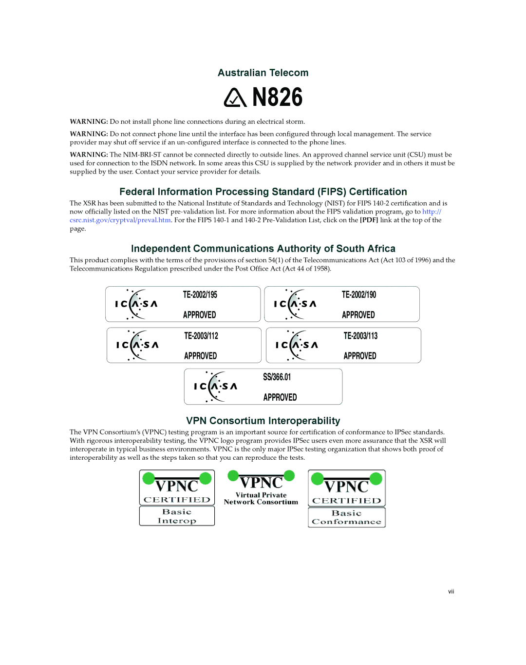 Enterasys Networks XSR-3020 manual N826 