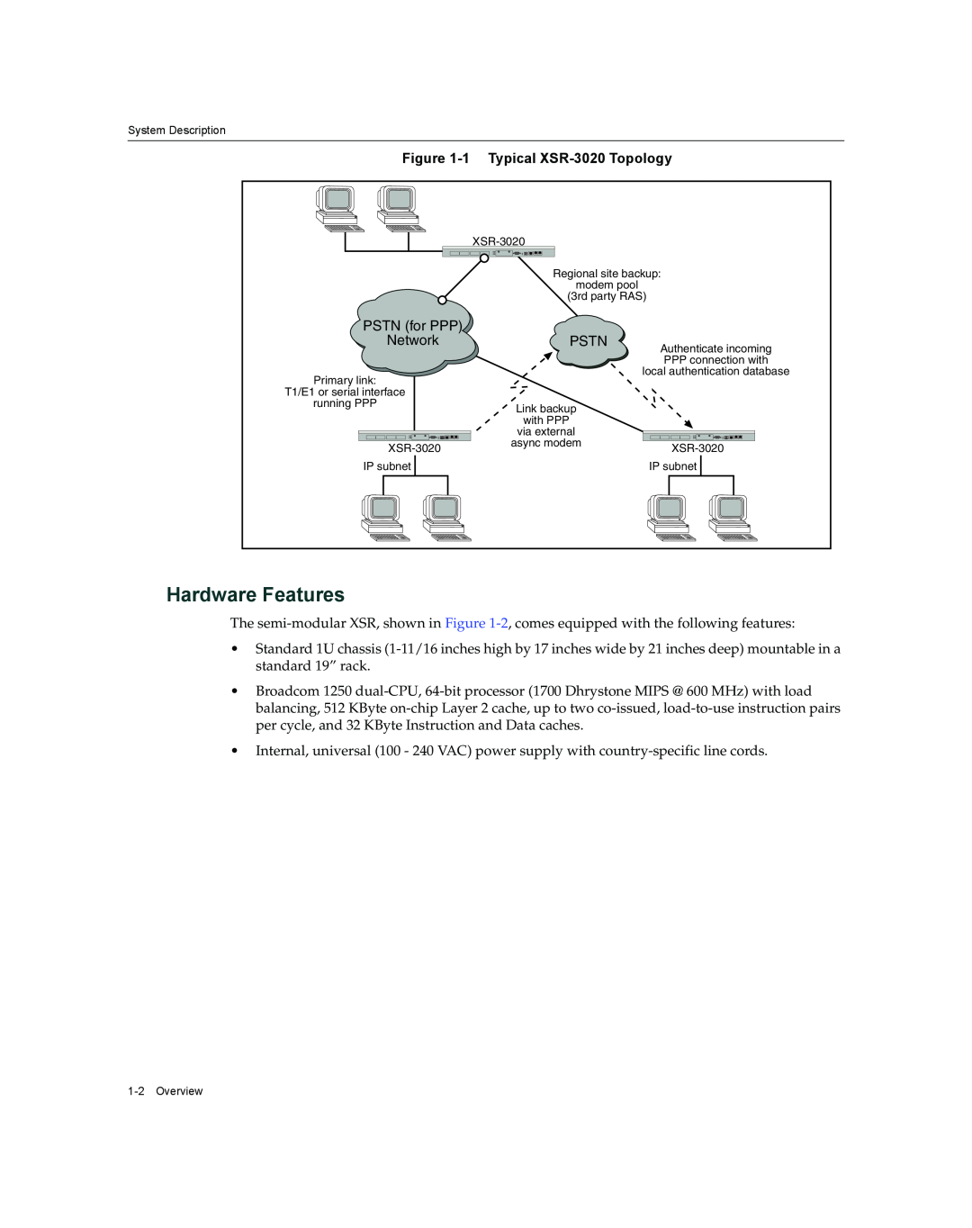 Enterasys Networks manual Hardware Features, 1 Typical XSR-3020 Topology 