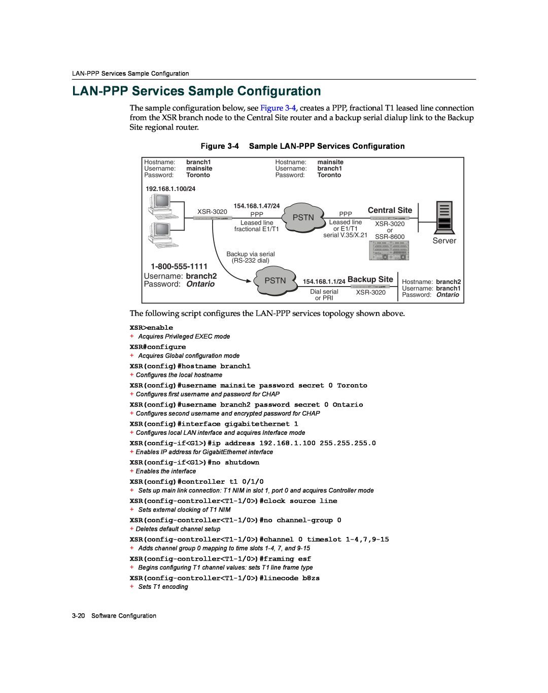 Enterasys Networks XSR-3020 manual LAN-PPP Services Sample Configuration, 4 Sample LAN-PPP Services Configuration 