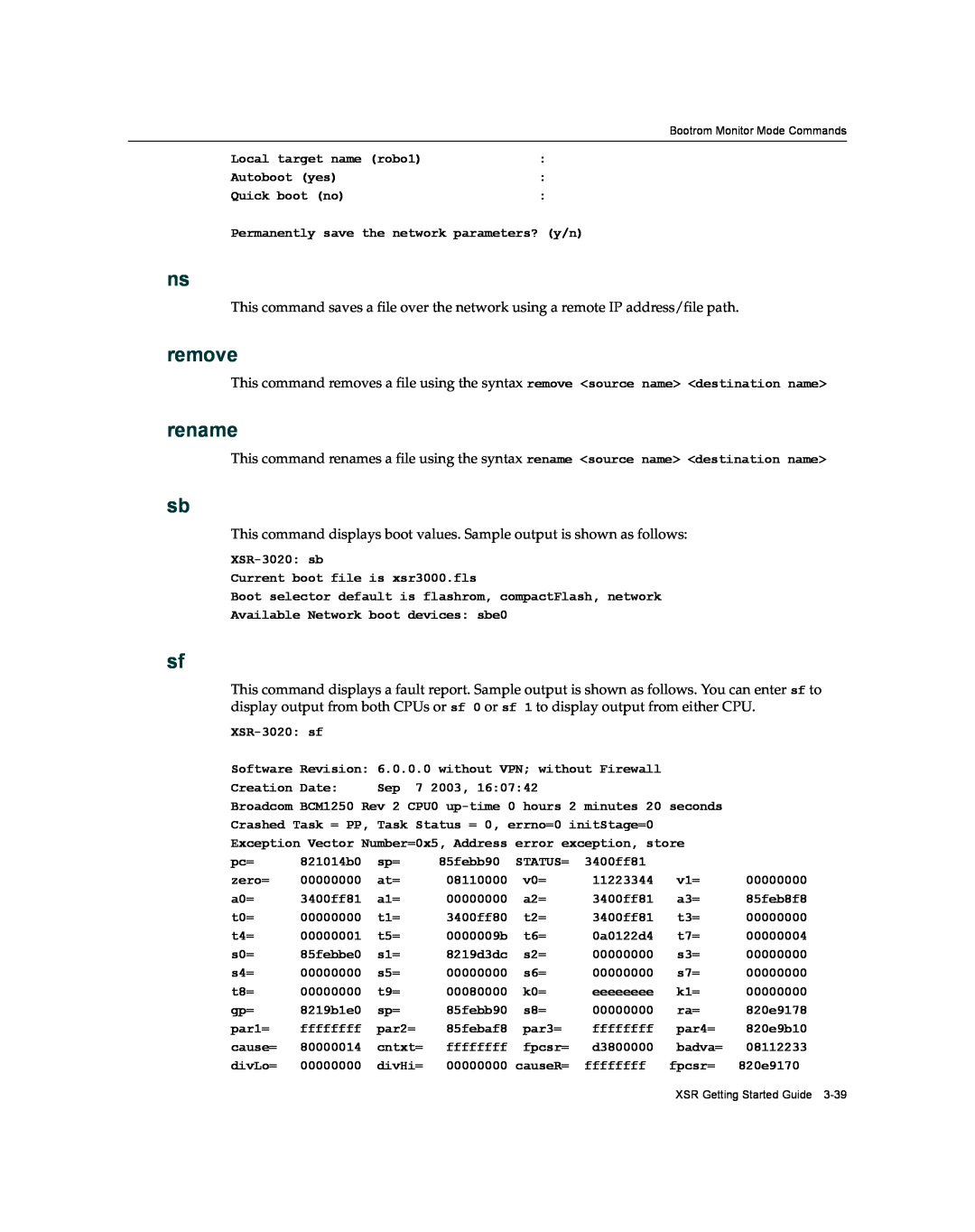 Enterasys Networks XSR-3020 manual remove, rename 