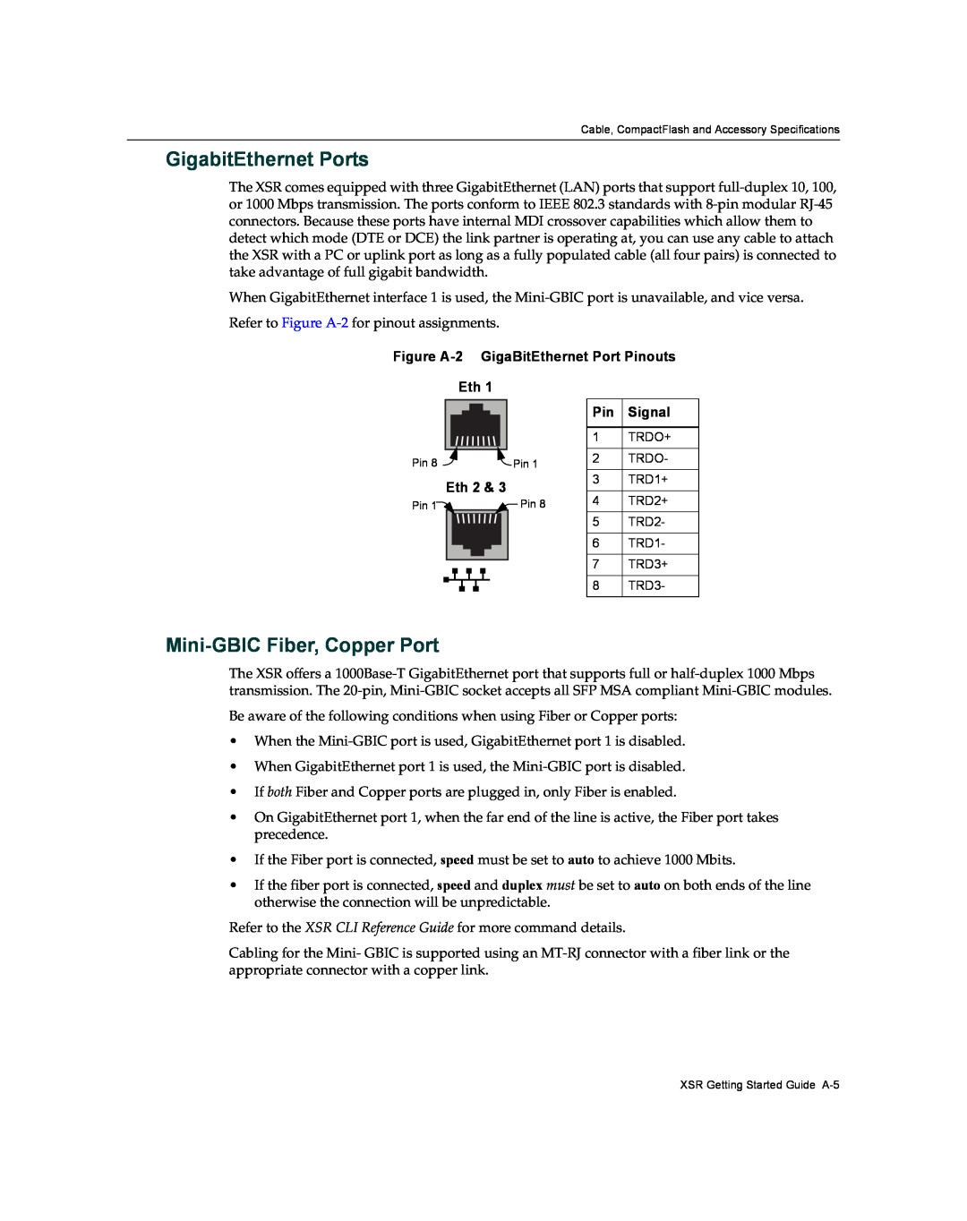 Enterasys Networks XSR-3020 manual GigabitEthernet Ports, Mini-GBIC Fiber, Copper Port, Eth 2, Signal 