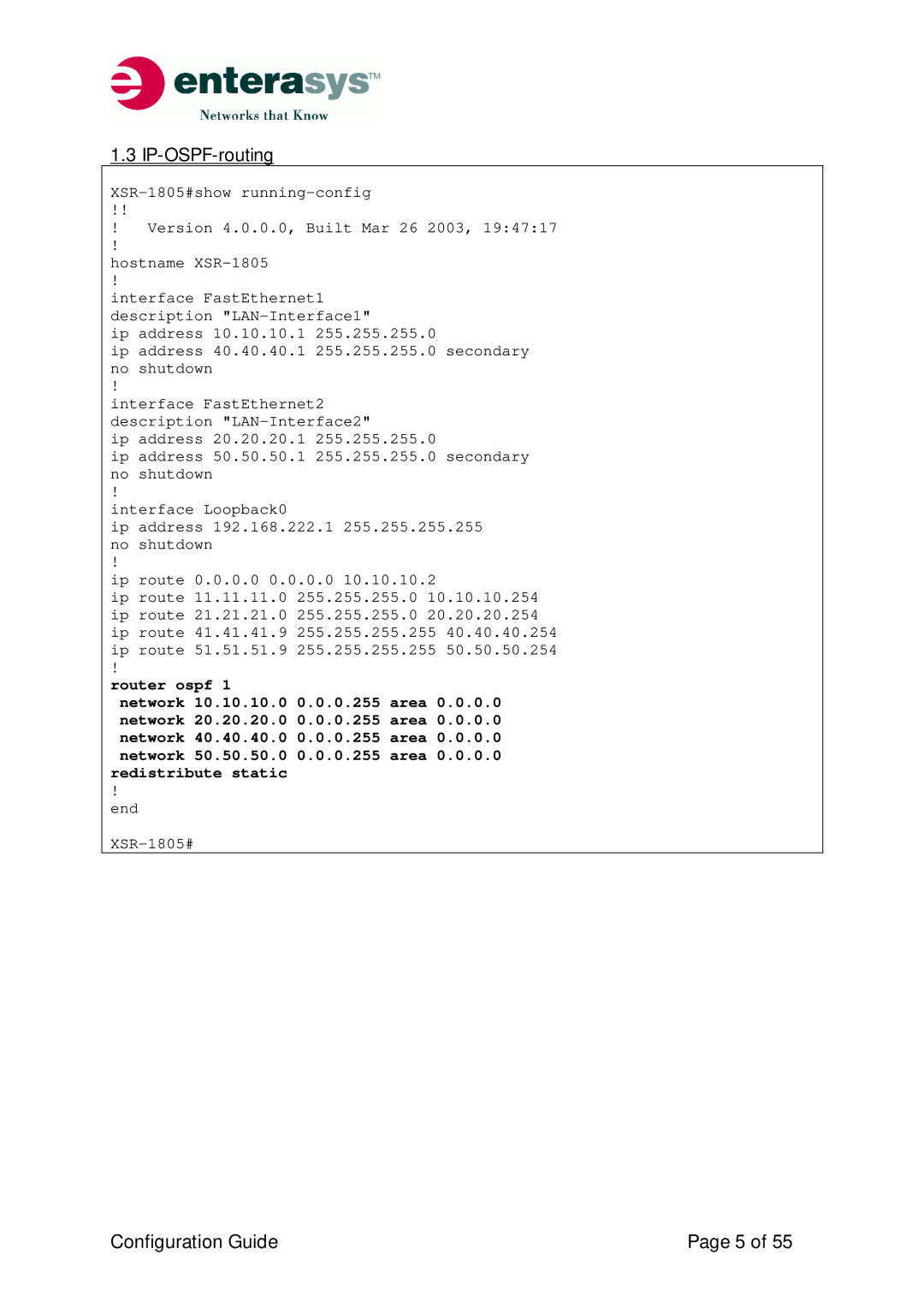 Enterasys Networks XSR-Series manual IP-OSPF-routing 